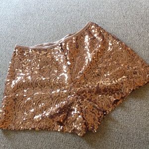 Glittery Sequins Gold Shorts